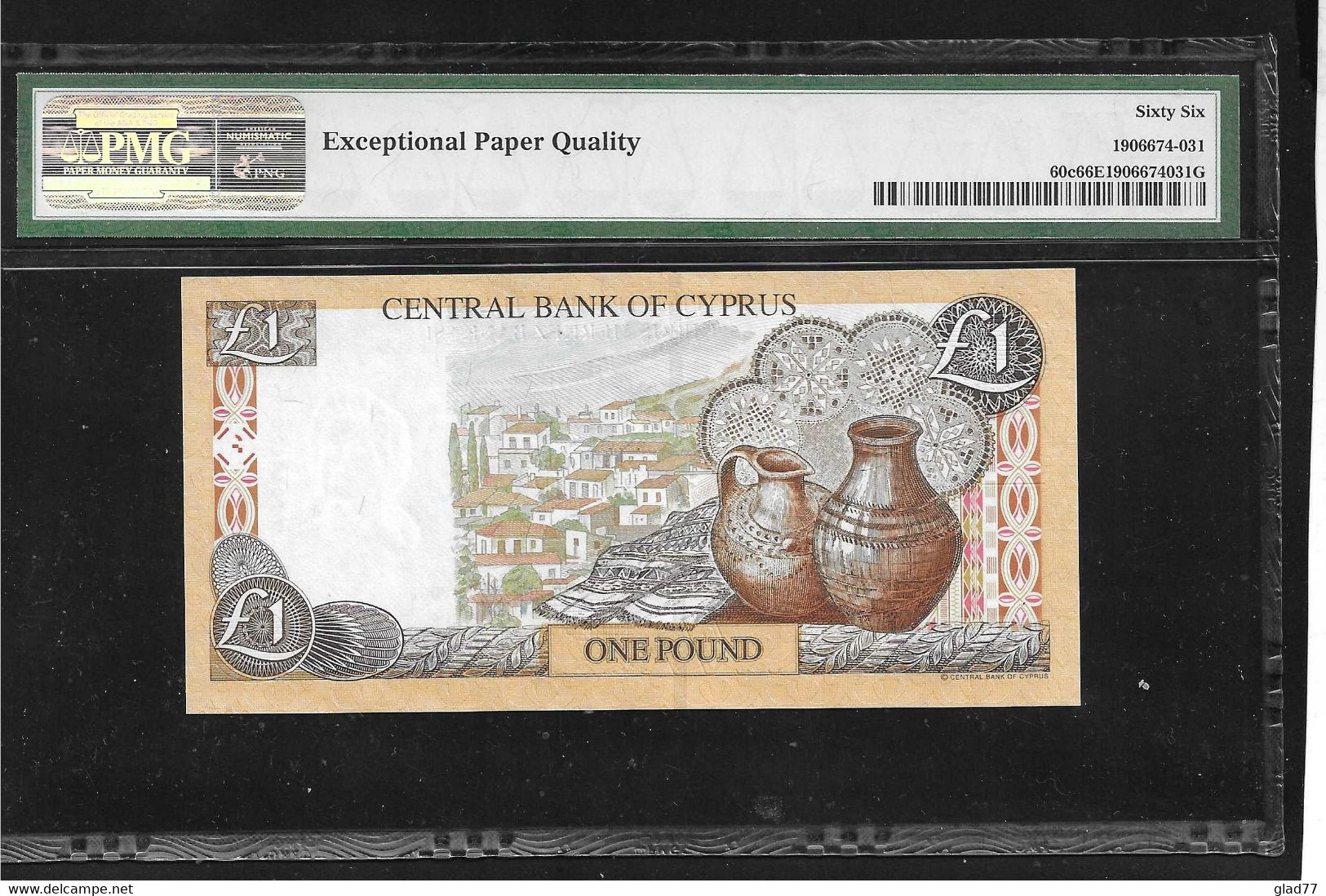 Cyprus  One Pound 1.2.2001 PMG  66 EPQ (Exceptional Paper Quality) GEM UNC! - Cyprus
