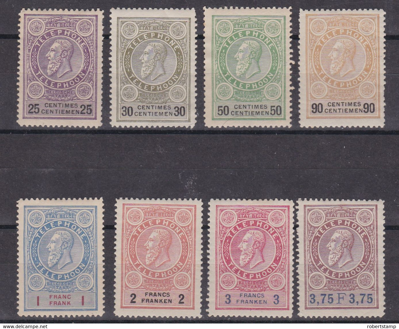 BELGIUM 1890 -  Complete Set Yvert Nº 1/8 -MH- - Telephone [TE]