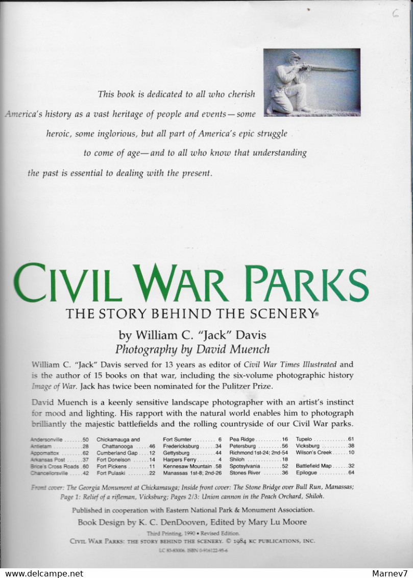 Livre En Anglais - CIVIL WAR PARKS - The Story Behind The Scenery - La Guerre Civile Aux USA - 1984 - 1950-Heute