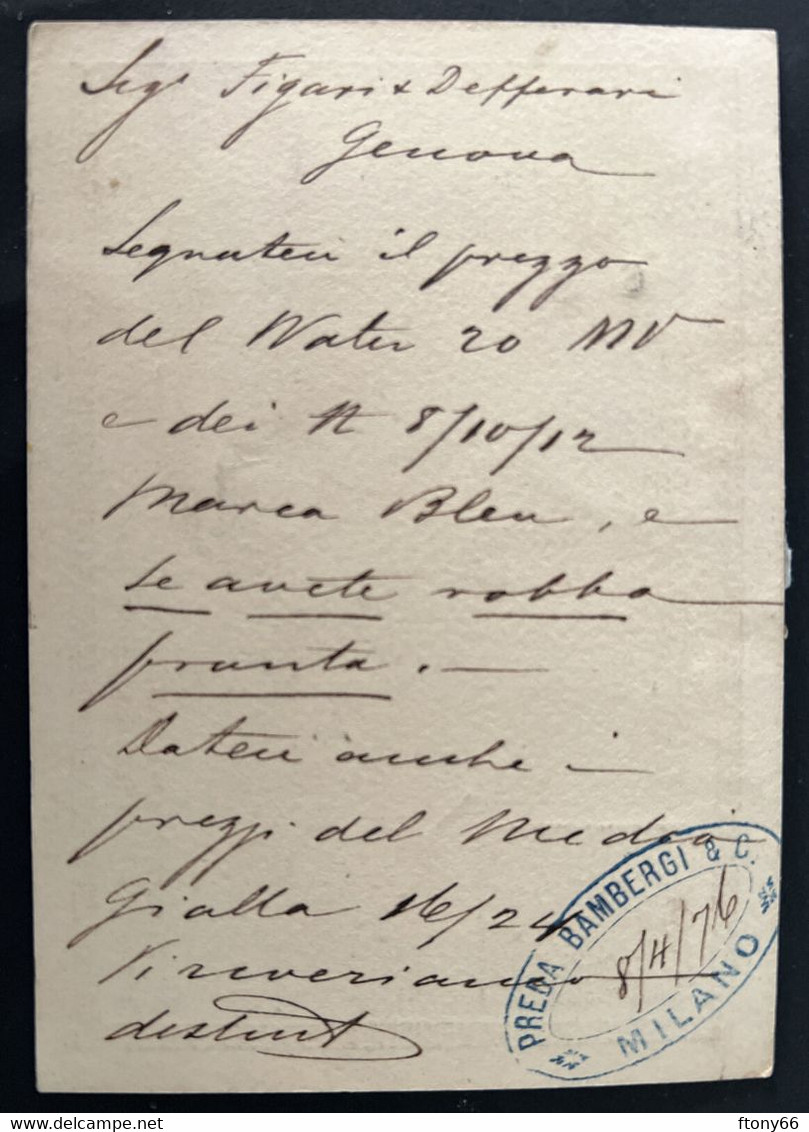 MA22 Cartolina Postale Da 10 Centesimi Viaggiata Da Milano 1876 - Entiers Postaux