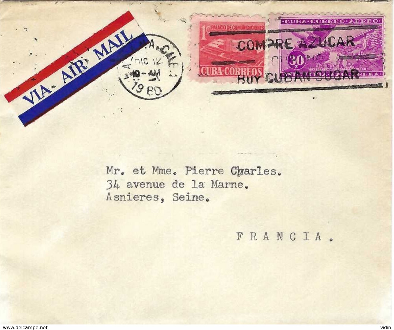 CUBA Lettre Avec Affranchissement Sympathique 1960 - Lettres & Documents