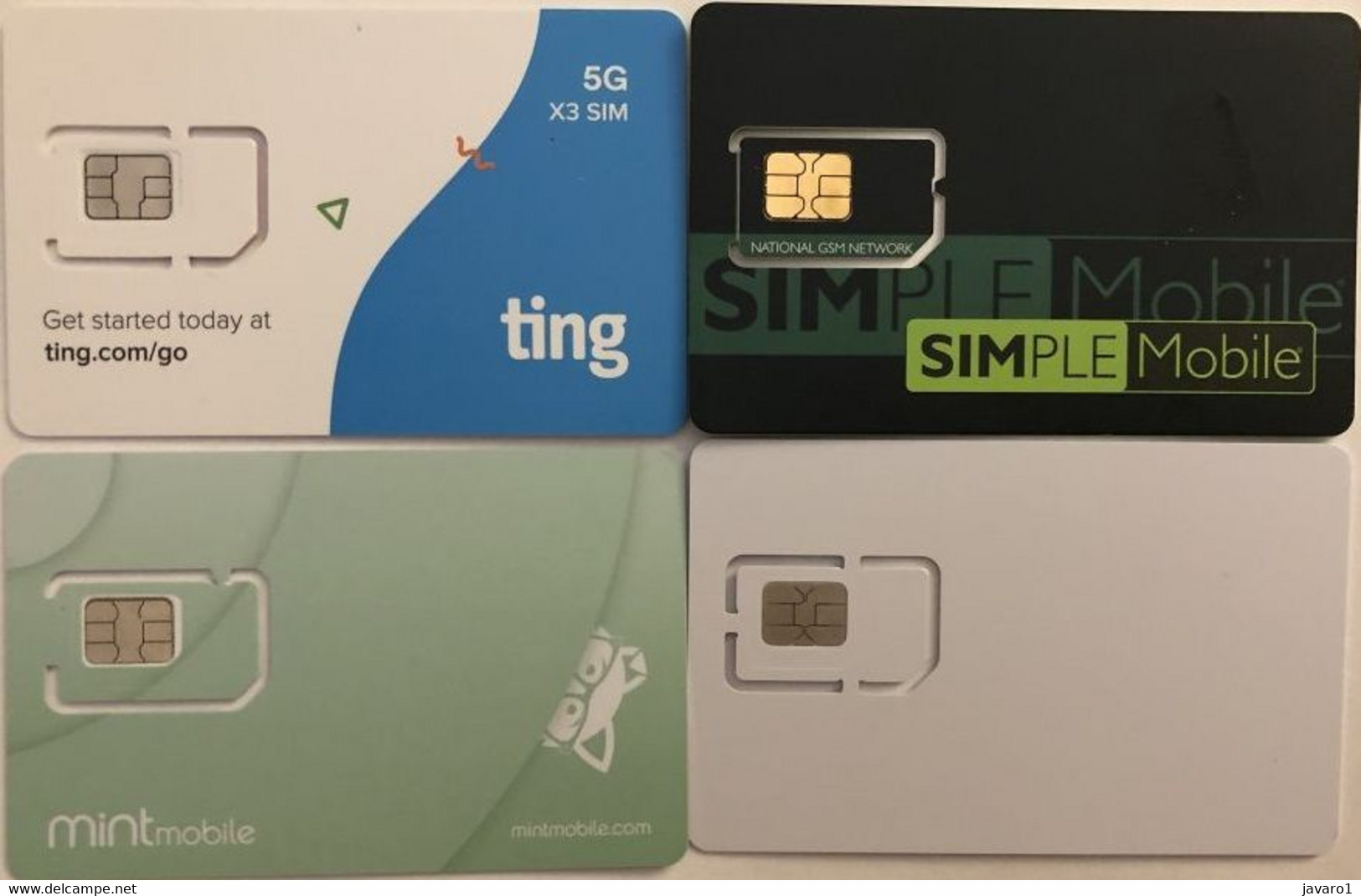 USA : GSM  SIM CARD  : 4 Cards  A Pictured (see Description)   MINT ( LOT E ) - [2] Chipkarten