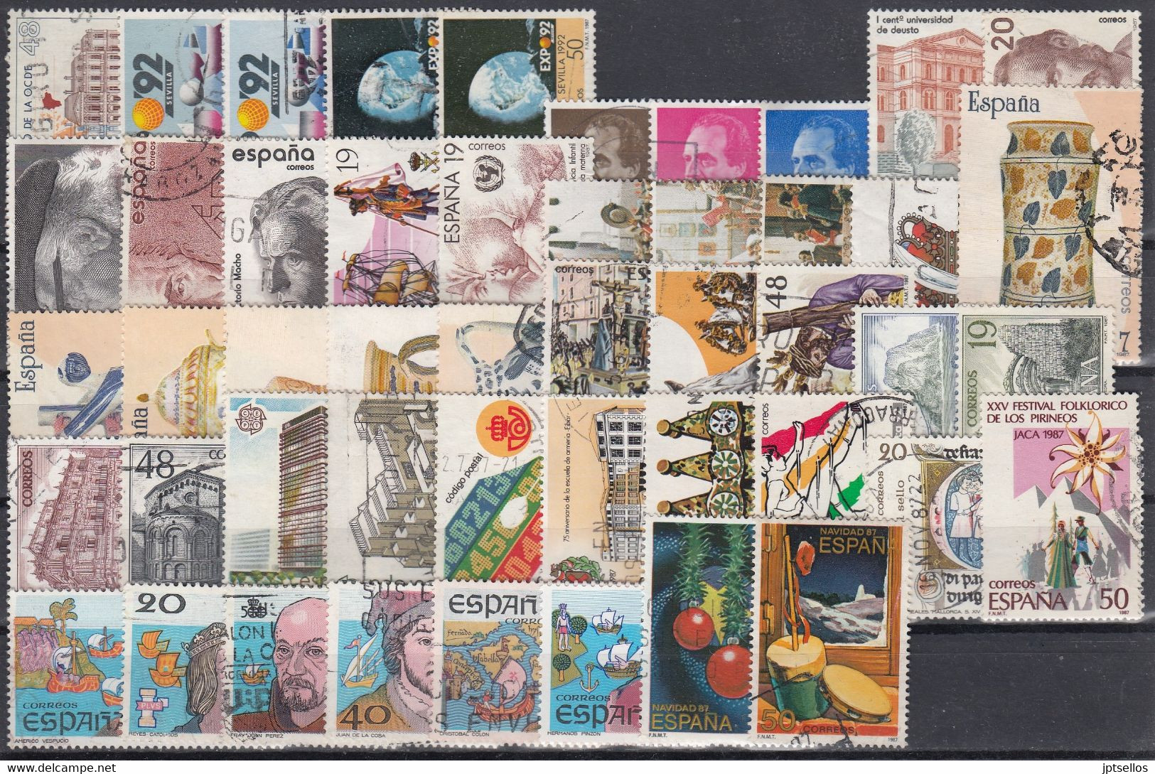 ESPAÑA 1987 Nº 2874/2926 AÑO COMPLETO USADO,48 SELLOS,2 HB,1 CARNET - Annate Complete