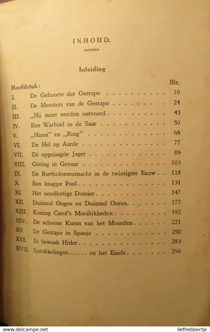 Onthullingen Over De Gestapo - Hitler's Schaduw Over De Wereld - Door H. Koehler - 1940 - Nazisme - Guerra 1939-45