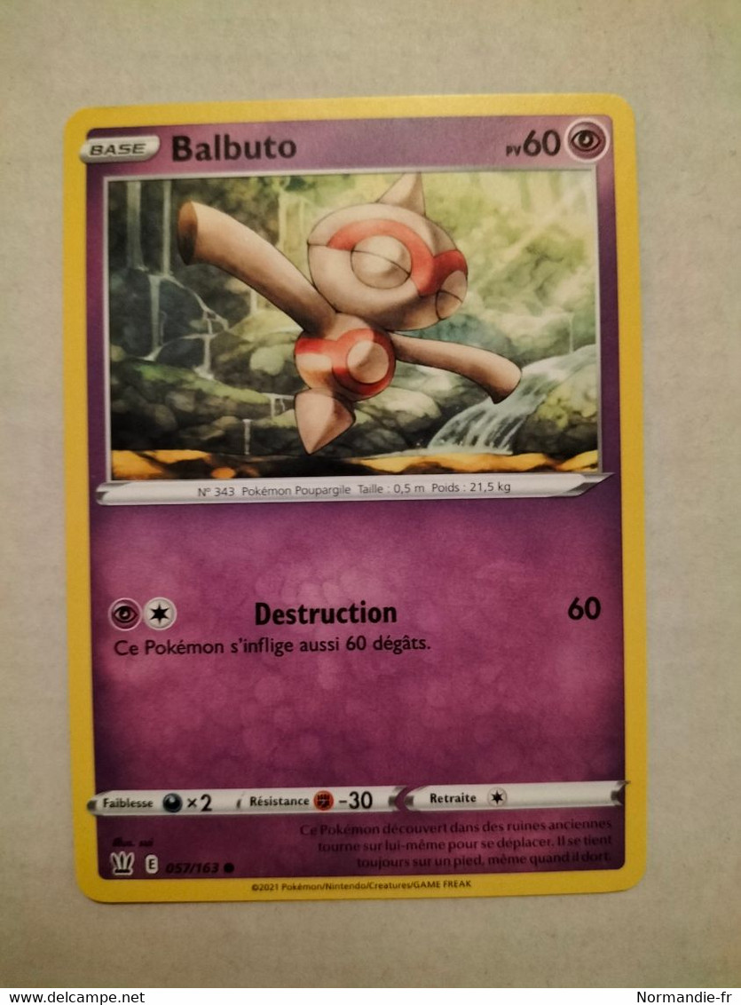 CARTE POKEMON BALBUTO 60PV 057/163 SÉRIE ÉPÉE ET BOUCLIER STYLES DE COMBAT 2021 VF COMME NEUVE - Épée & Bouclier