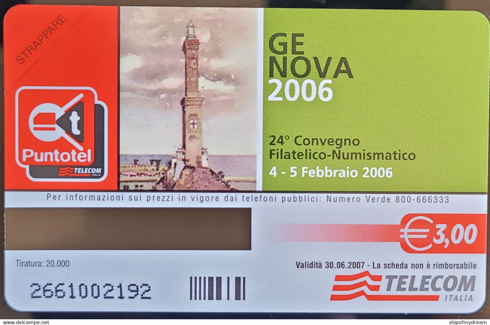 Italy. Telecom. F4218. Genova 2006 - Cristoforo Colombo. Ships. Mint. - Public Themes