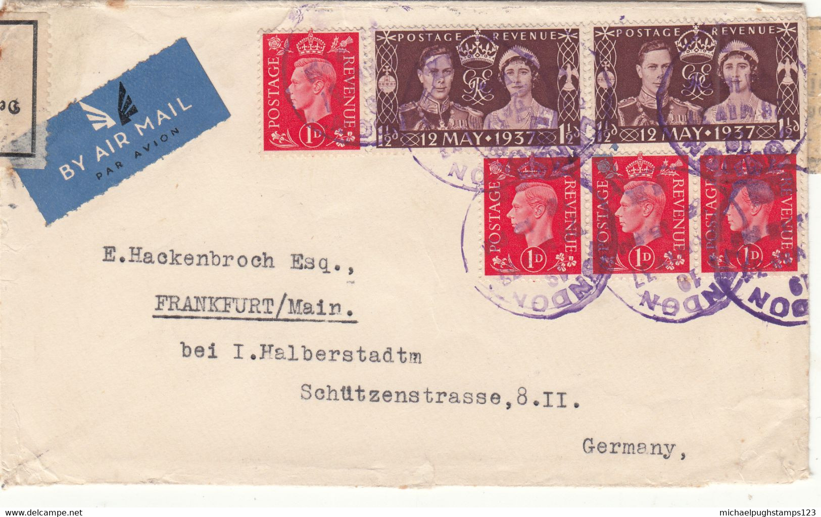 G.B. / Military Mail / Germany Censorship / 1937 Coronation / Airmail - Unclassified