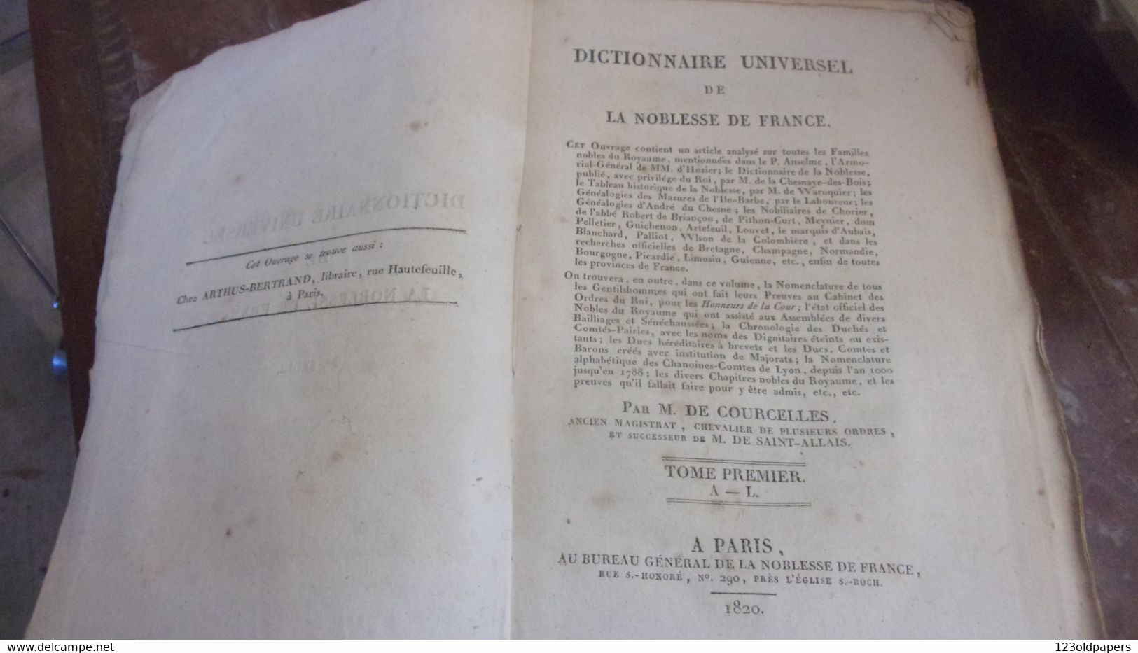 1820/1822 RARE  E0 5 VOL COMPLETS DICTIONNAIRE UNIVERSEL DE LA NOBLESSE DE FRANCE M DE COURCELLES ROYAUTE - Geschiedenis