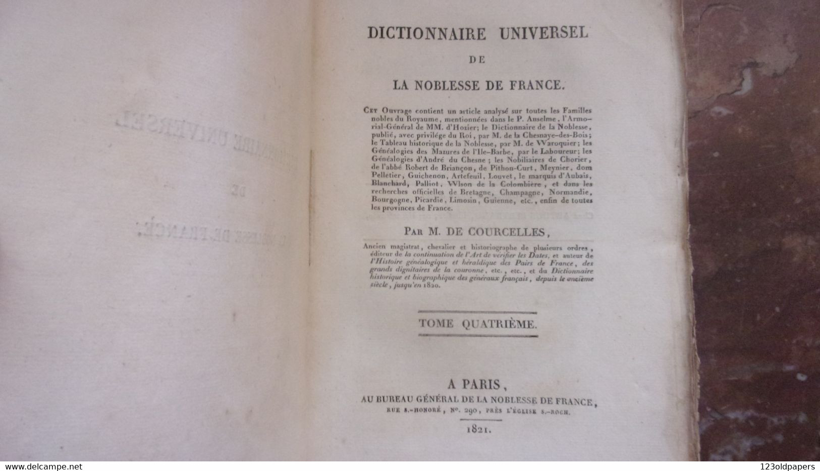 1820/1822 RARE  E0 5 VOL COMPLETS DICTIONNAIRE UNIVERSEL DE LA NOBLESSE DE FRANCE M DE COURCELLES ROYAUTE