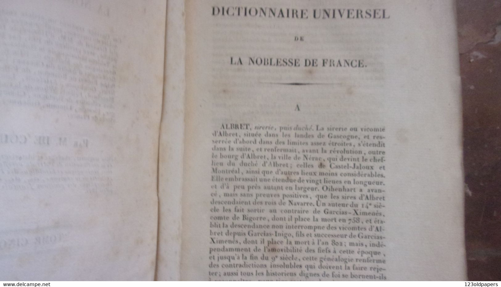 1820/1822 RARE  E0 5 VOL COMPLETS DICTIONNAIRE UNIVERSEL DE LA NOBLESSE DE FRANCE M DE COURCELLES ROYAUTE