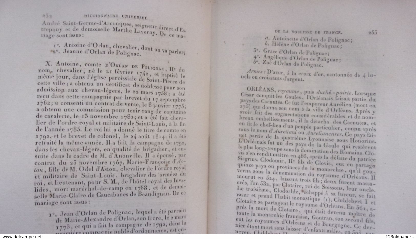 1820/1822 RARE  E0 5 VOL COMPLETS DICTIONNAIRE UNIVERSEL DE LA NOBLESSE DE FRANCE M DE COURCELLES ROYAUTE