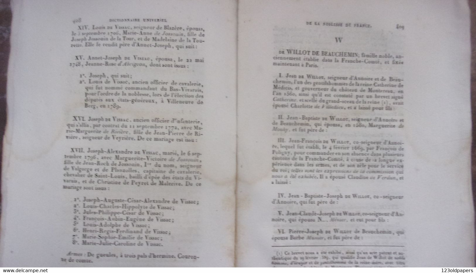 1820/1822 RARE  E0 5 VOL COMPLETS DICTIONNAIRE UNIVERSEL DE LA NOBLESSE DE FRANCE M DE COURCELLES ROYAUTE