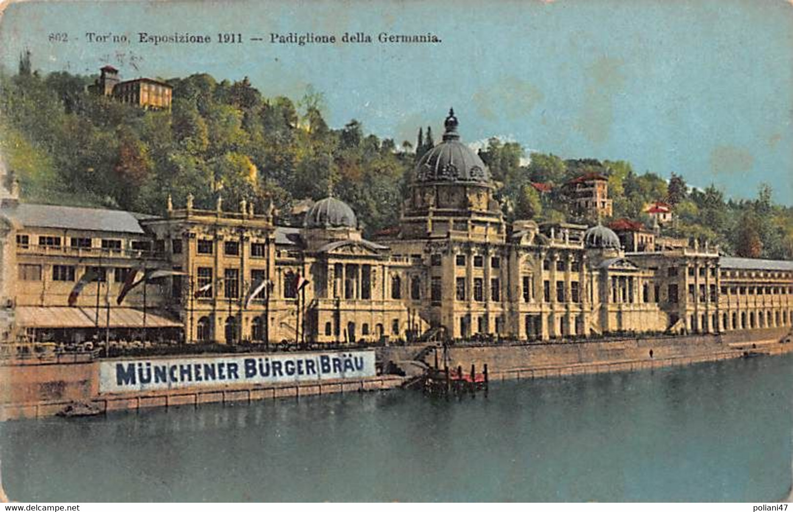 0762 "TORINO - ESPOSIZIONE 1911 - PADIGLIONE DELLA GERMANIA - MUNCHENER BURGER BRAU" VEDUTA. CART SPED 1911 - Exposiciones