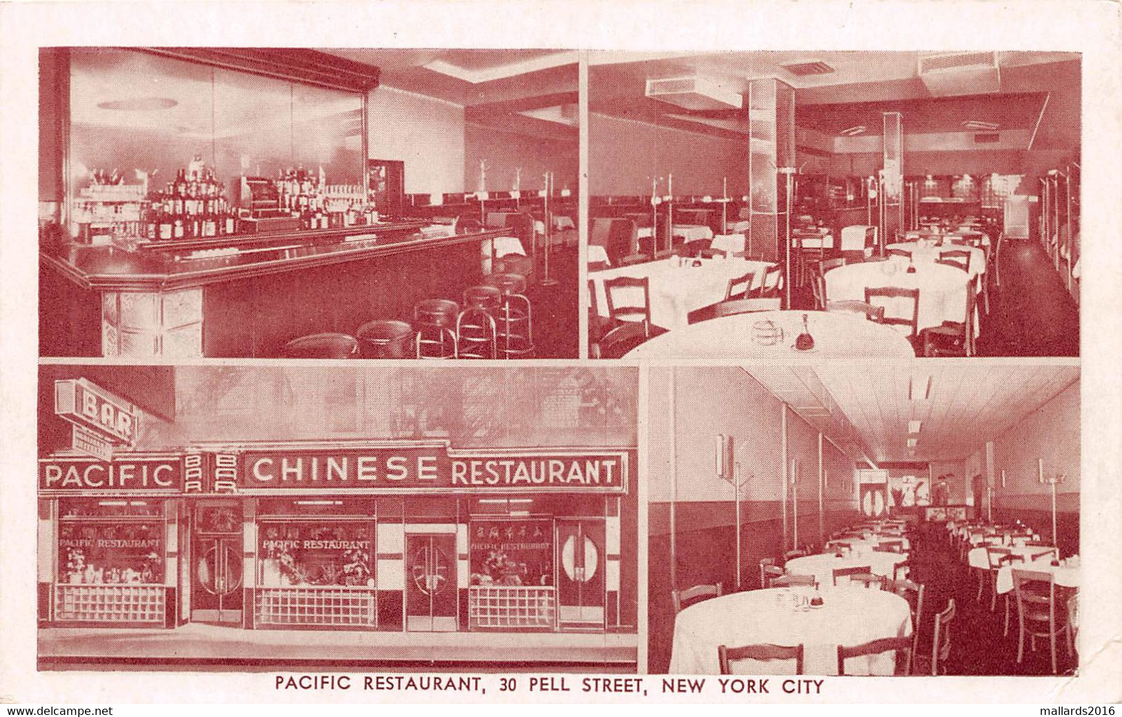 NEW YORK - PACIFIC RESTAURANT, 30 PELL STREET ~ AN OLD MULIVIEW POSTCARD #223198 - Cafés, Hôtels & Restaurants