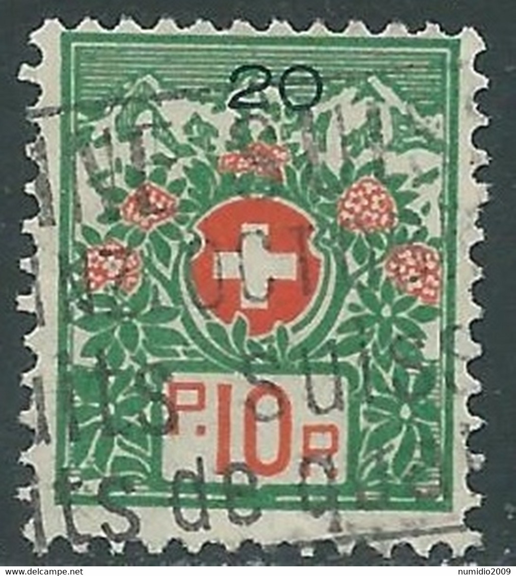 1926 SVIZZERA FRANCHIGIA USATO 10 CENT CIFRE GRANDI - RA16-8 - Portofreiheit