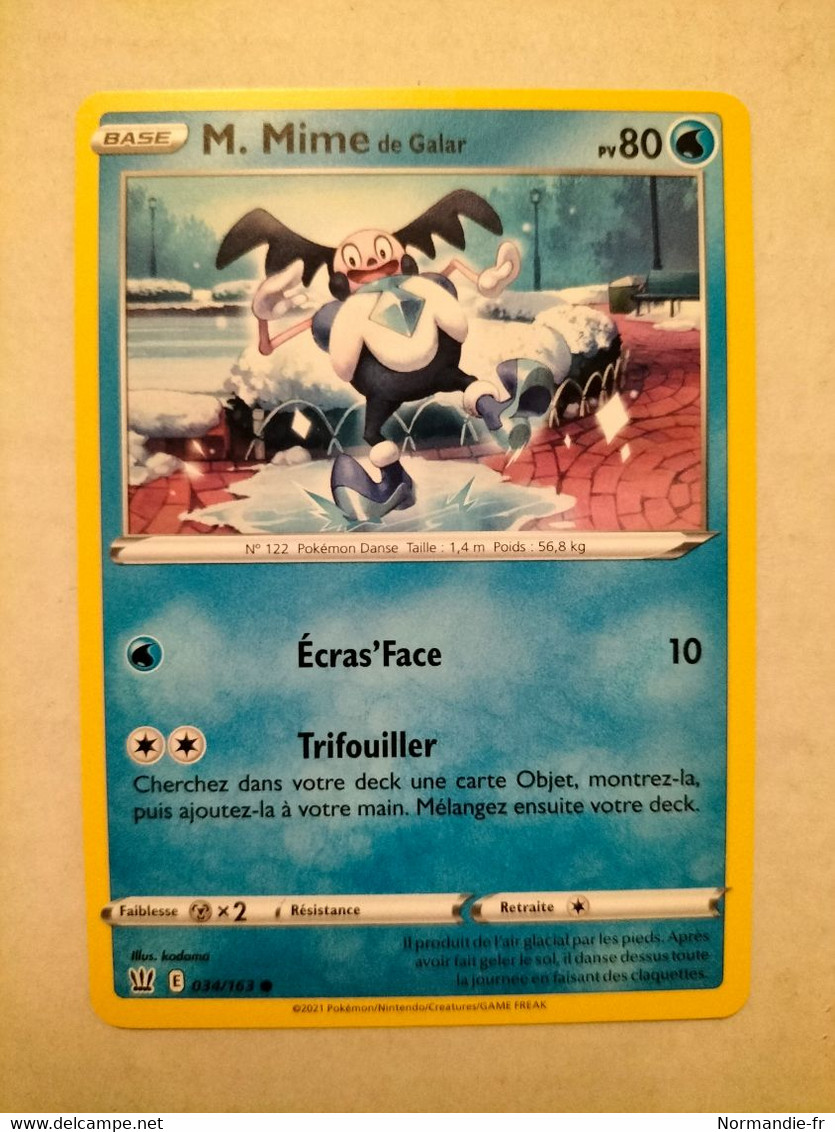 CARTE POKEMON M. MIME DE GALAR 80PV 034/163 SÉRIE ÉPÉE ET BOUCLIER STYLES DE COMBAT 2021 VF COMME NEUVE - Épée & Bouclier