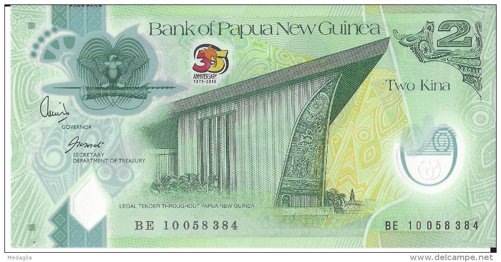 NOUVELLE GUINEE - 2 Kina Polymer (anniversaire 35 Ans) 2010 UNC - Papouasie-Nouvelle-Guinée