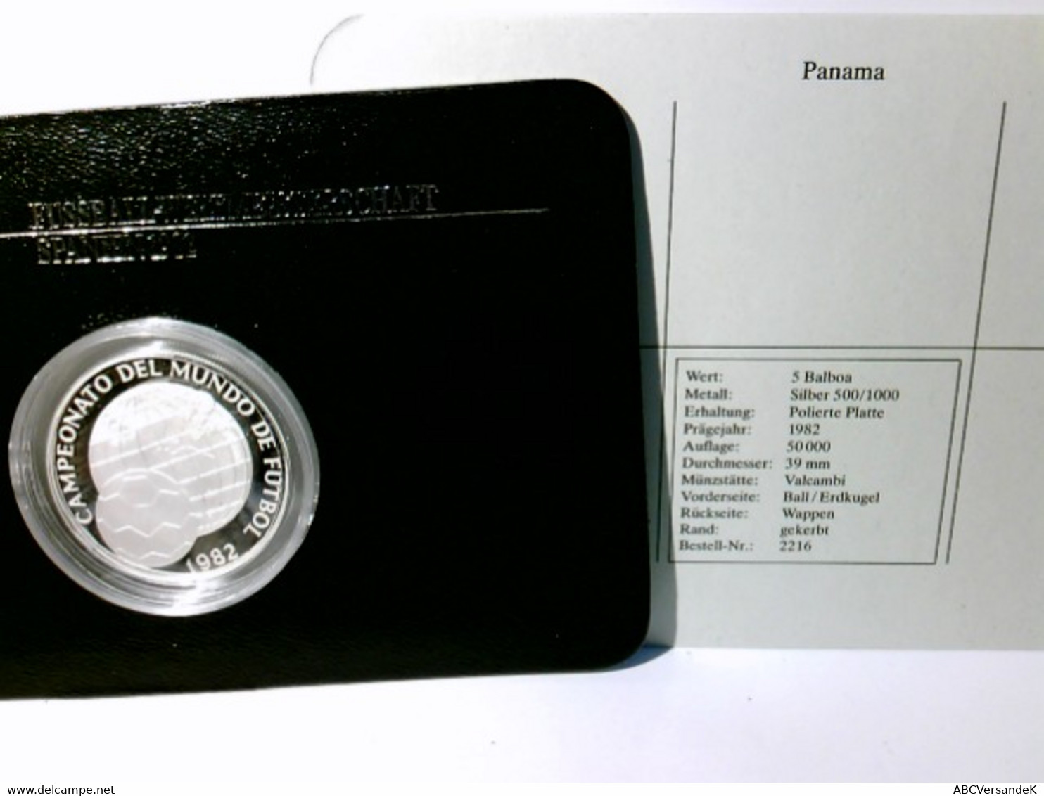 Münzen/ Medaillen, 5 Balboa, 1982, Panama, Fussball Weltmeisterschaft Spanien 1982, Polierte Platte. - Numismatique