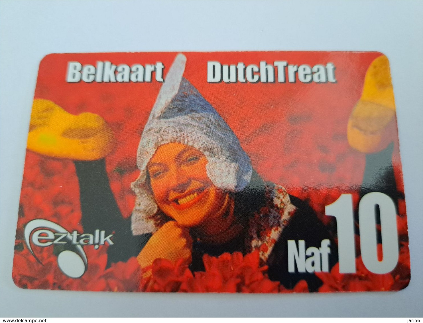 CURACAO NAF 10,- BELKAART DUTCH TREAT  SCARLET ( Diff Backside)   EZ TALK     ** 10828** - Antilles (Netherlands)