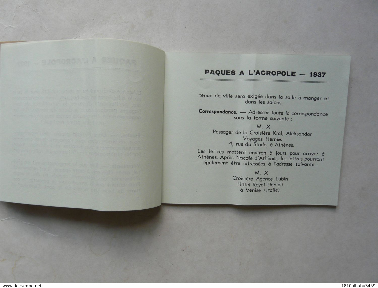 CARNET DE ROUTE - PAQUES A L'ACROPOLE - CROISIERE à Bord Fu M. V. ROI ALEXANDRE Du 20 Mars Au 5 Avril 1937 - Europa