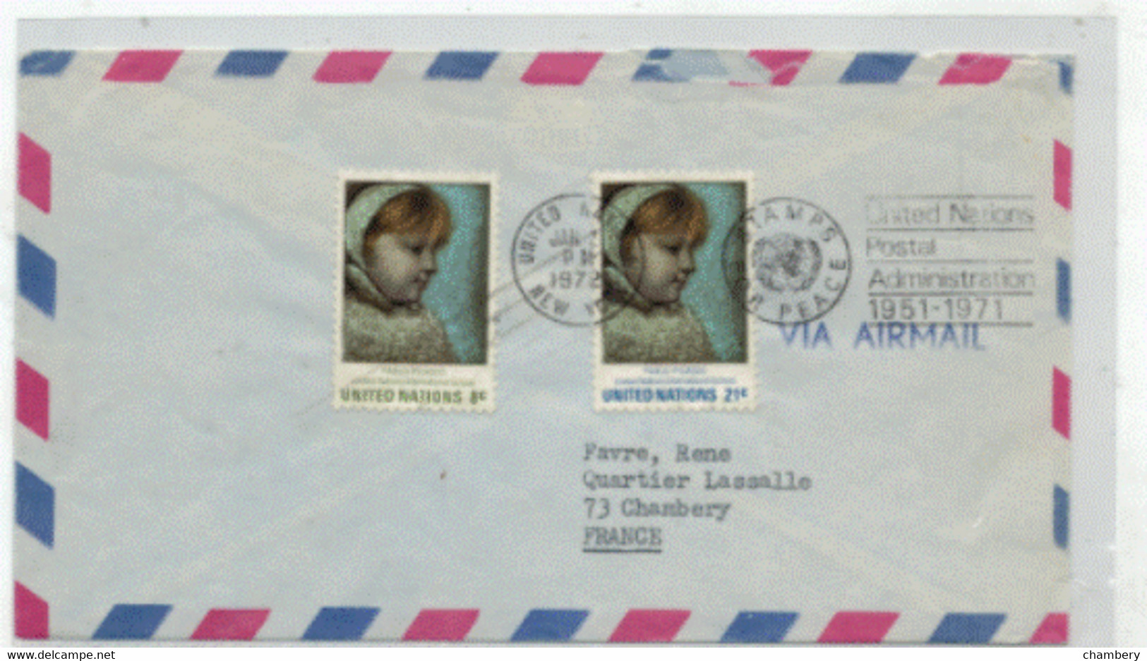 Nations-unies - New-York - Enveloppe AIR MAIL  - Série Oblitérée N° 217 à 218 De 1971 - Covers & Documents