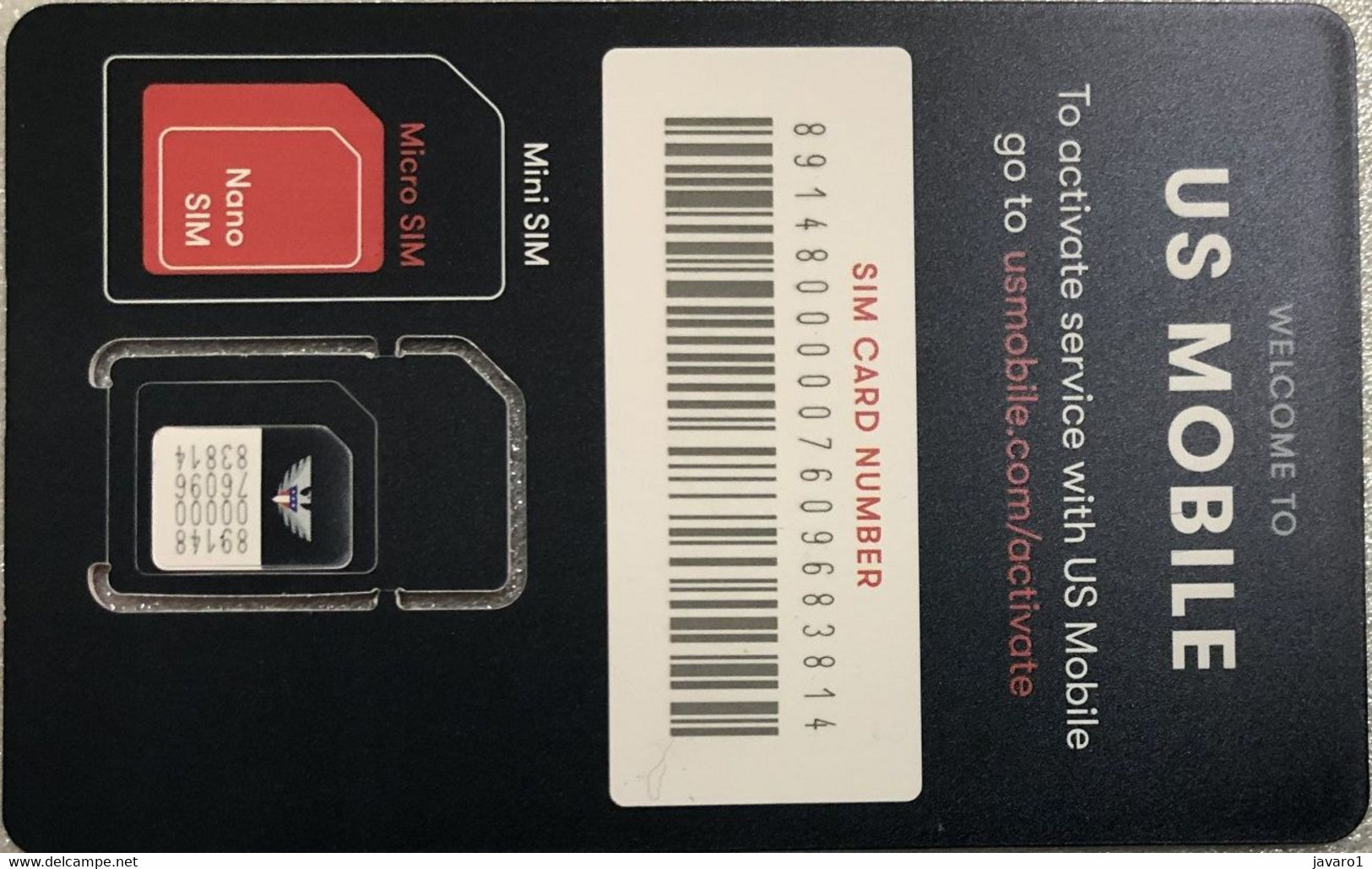 USA : GSM  SIM CARD  : 2 Cards ( Black Card & White Card )   US MOBILE    Nice !!   MINT - Cartes à Puce