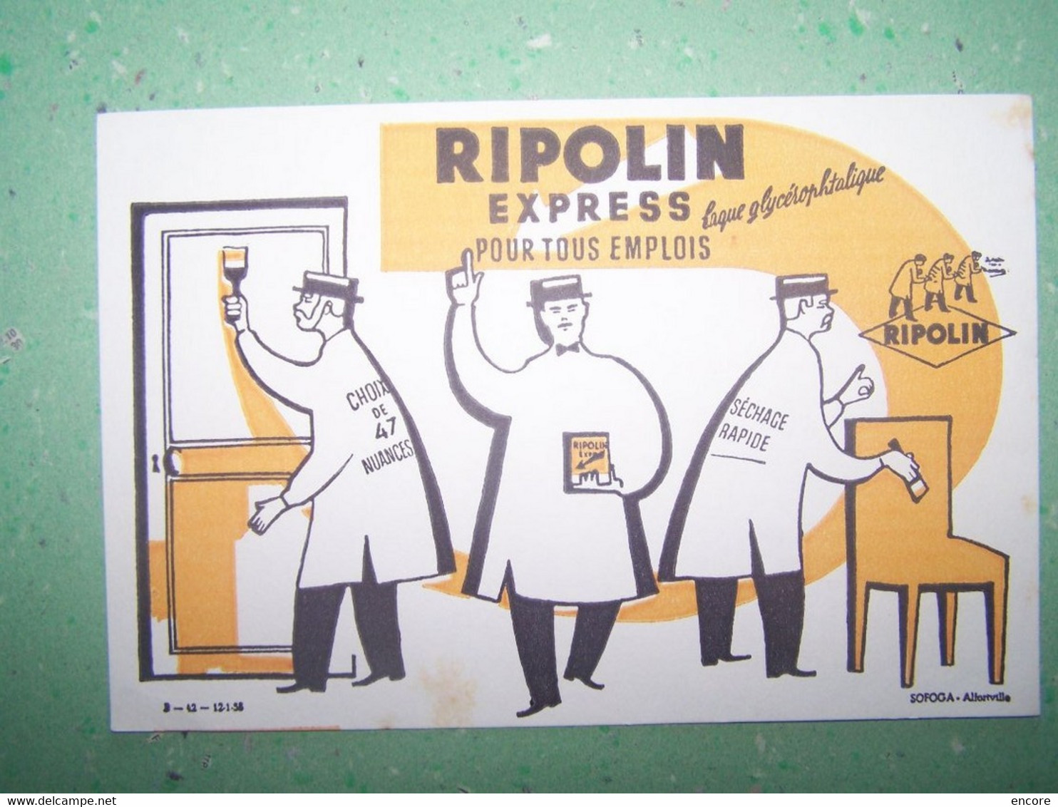 BUVARD. PUBLICITE "PEINTURE RIPOLIN"  100_6975TRC"a" - Pinturas