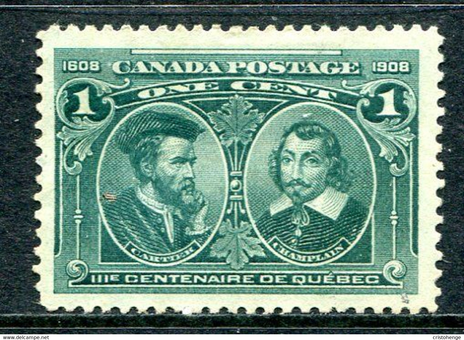 Canada 1908 Quebec Tercentenary - 1c Jacques Cartier & Samuel Champlain MNG (SG 189) - Nuovi