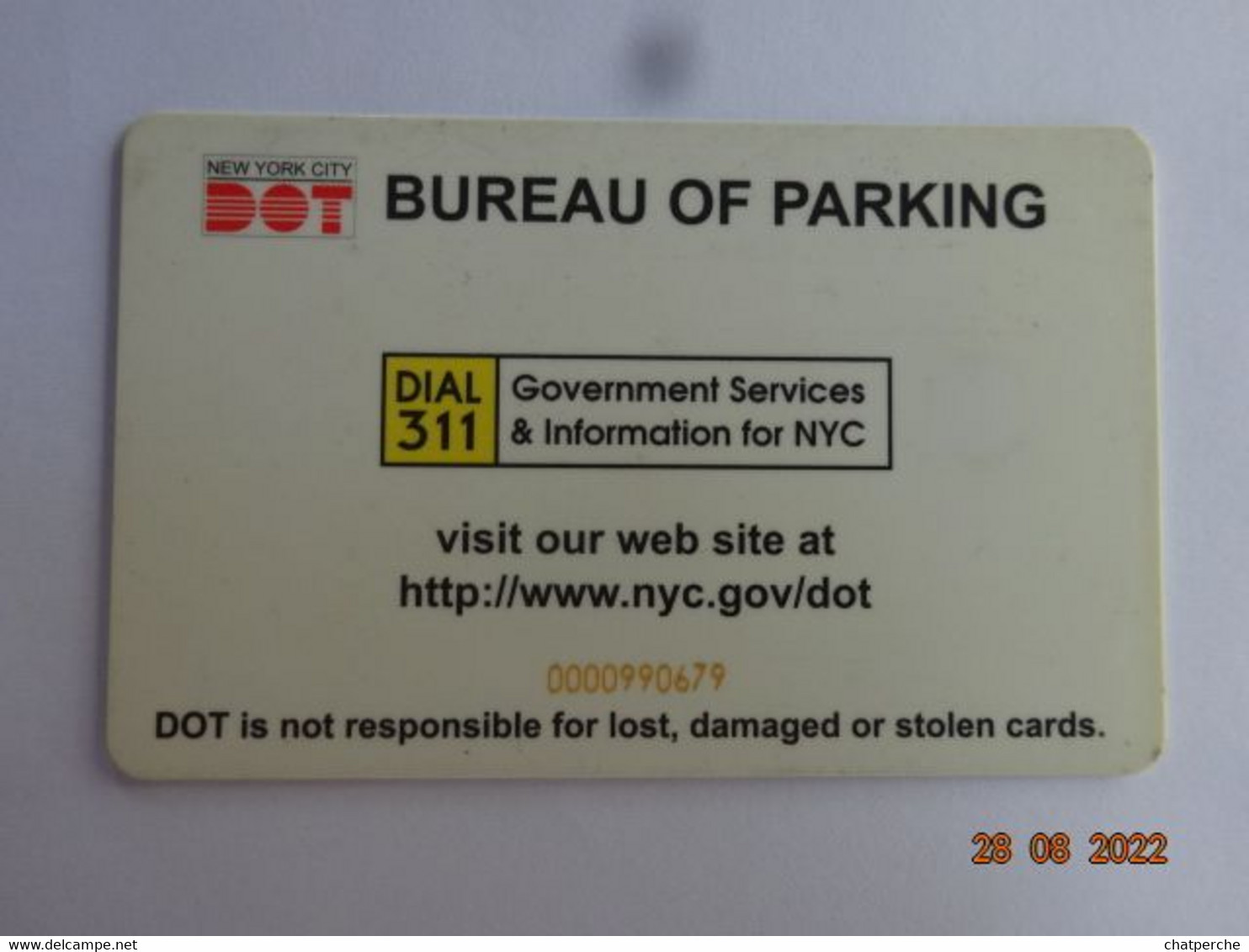 CARTE A PUCE PARKING SMARTCARD SMART CARD TARJETTA CARTE STATIONNEMENT ETATS-UNIS NEW-YORK CITY 50 $ - Cartes à Puce