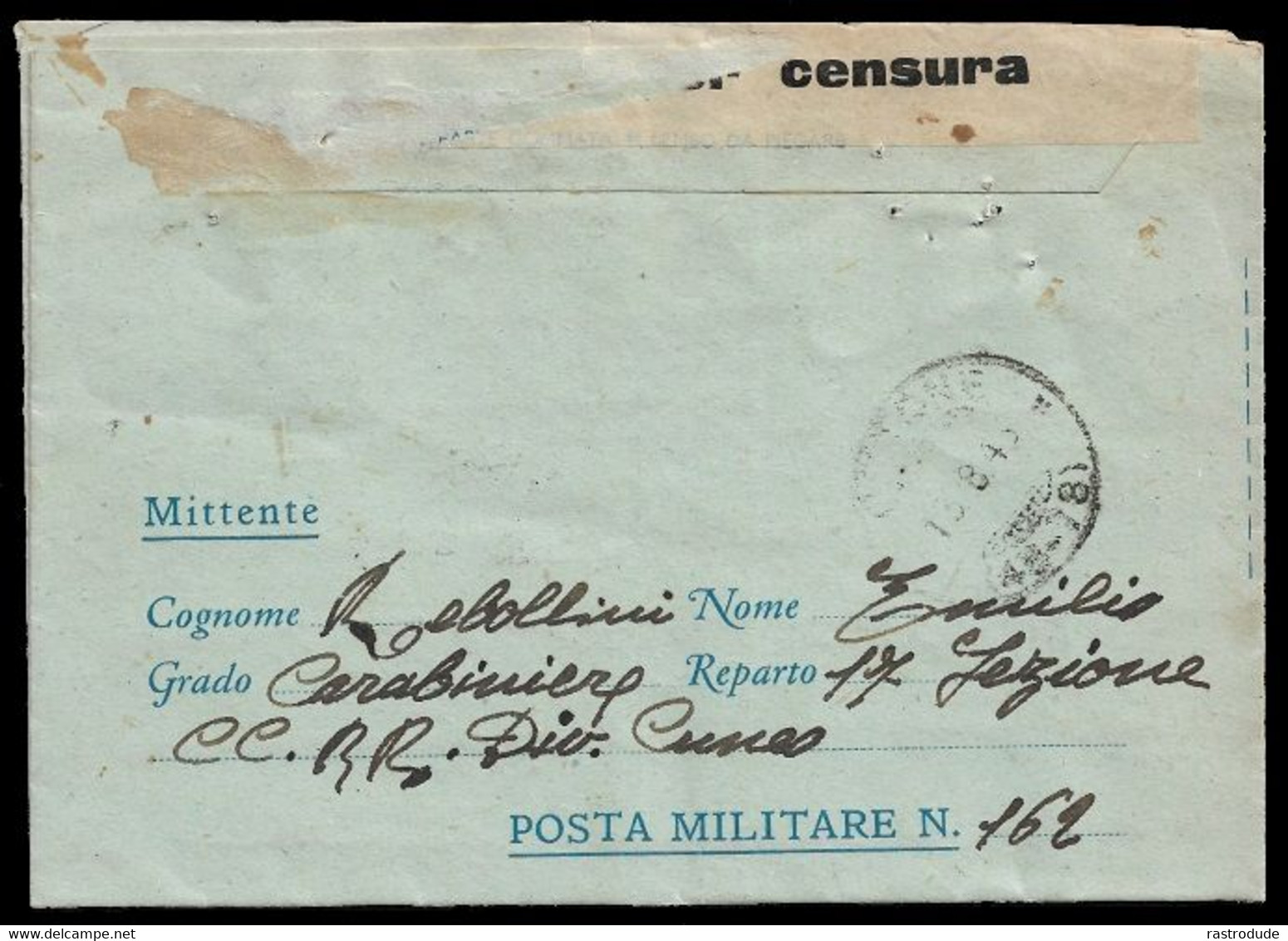 1943,18.07 - ITALY FIELDPOST GREECE GRÈCE BIGLIETTO POSTALE F.A  PM 162- 7. REGG. FANTERIA DIVISIONE CUNEO - Autres & Non Classés