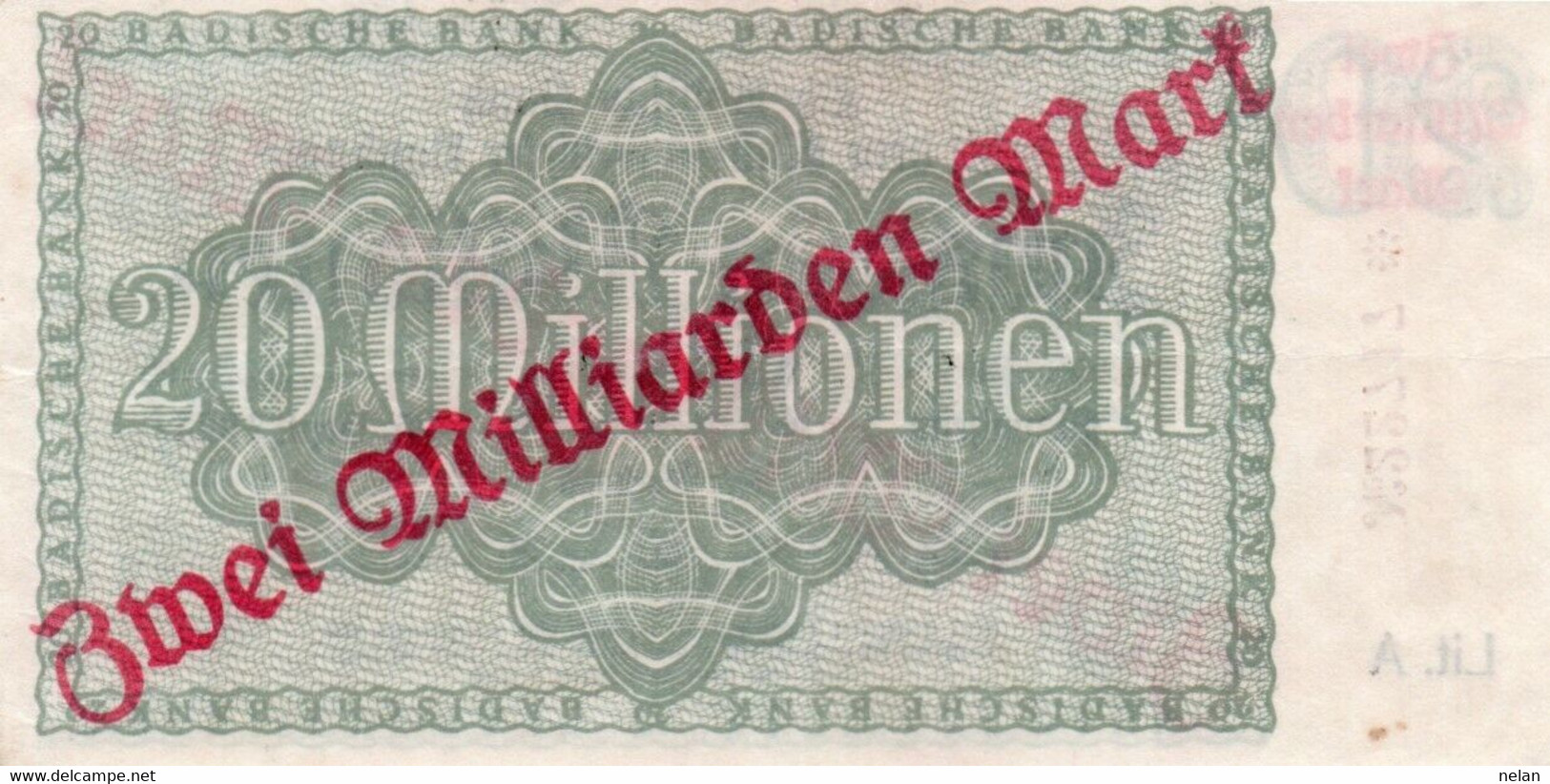 GERMANIA 2 MILLIARDEN MARK 1923 - Kel:3428d. - BADISCHE BANC - XF - [13] Bundeskassenschein
