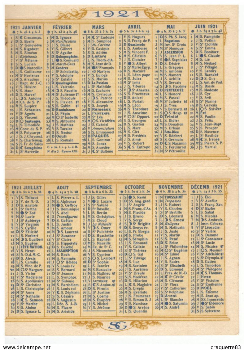 CALENDRIER OFFERT PAR LA SOCIETE GENERALE  EMPRUNT NATIONAL 1920 -PARIS BD HAUSSMANN - Formato Piccolo : 1901-20