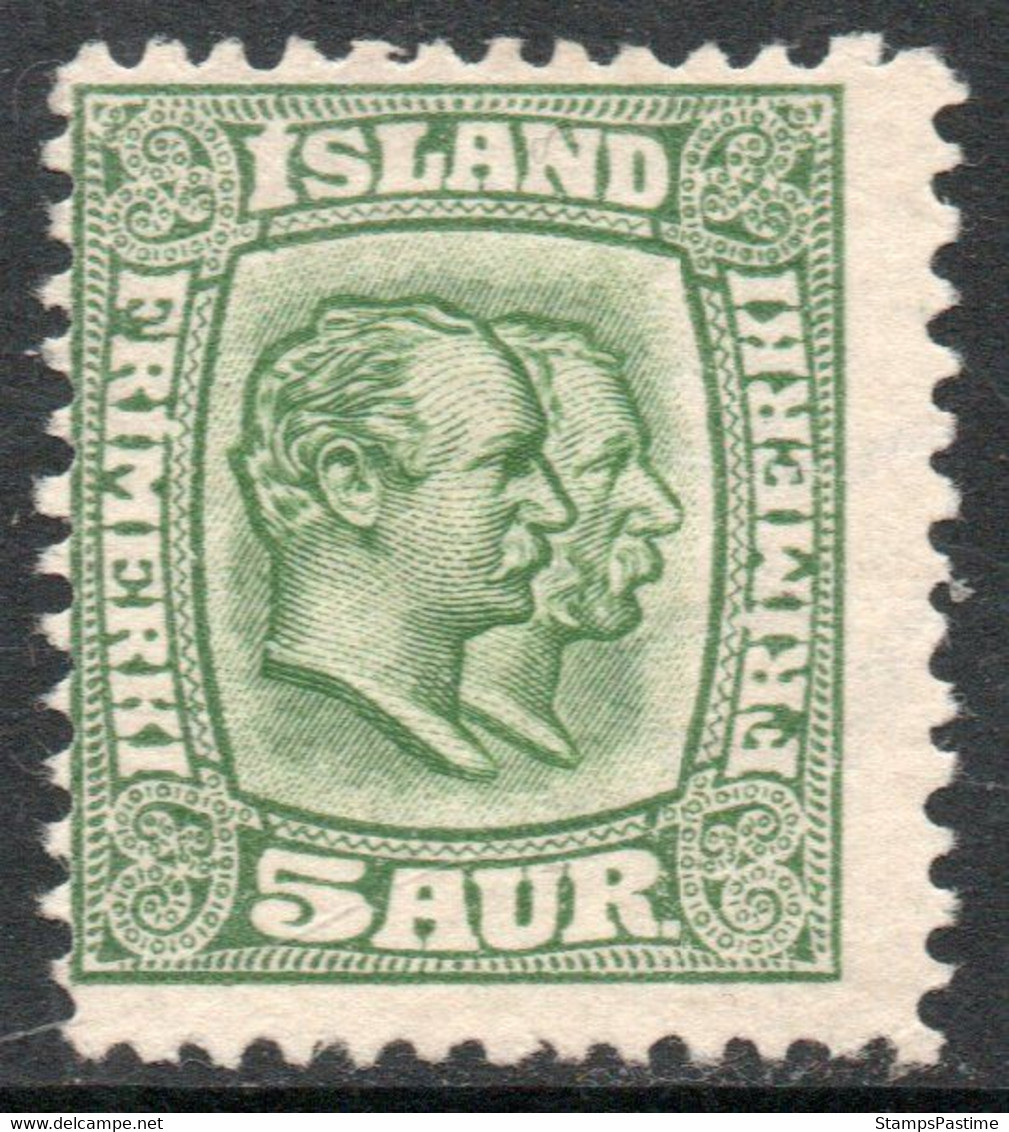 ISLANDIA – ICELAND Sello Nuevo Sin Goma REYES FREDERIK 8° Y CHRISTIAN 9° Año 1907 – Valorizado En Catálogo U$S 95.00 - Unused Stamps