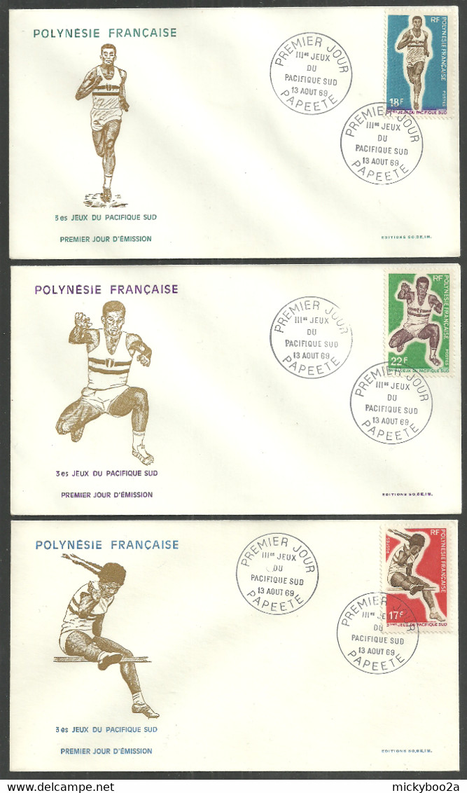 FRENCH POLYNESIA 1969 PACIFIC GAMES SPORTS ATHLETICS FIRST DAY COVERS FDC - Covers & Documents