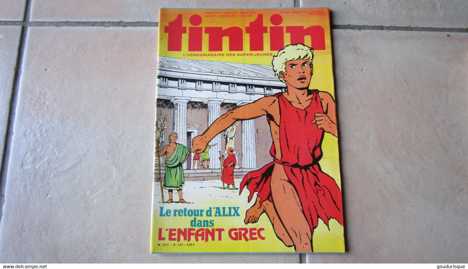 ALIX JOURNAL DE   TINTIN  N°223 DE LA 34 ANNEE  ILLUSTRATION COUVERTURE   MARTIN - Alix