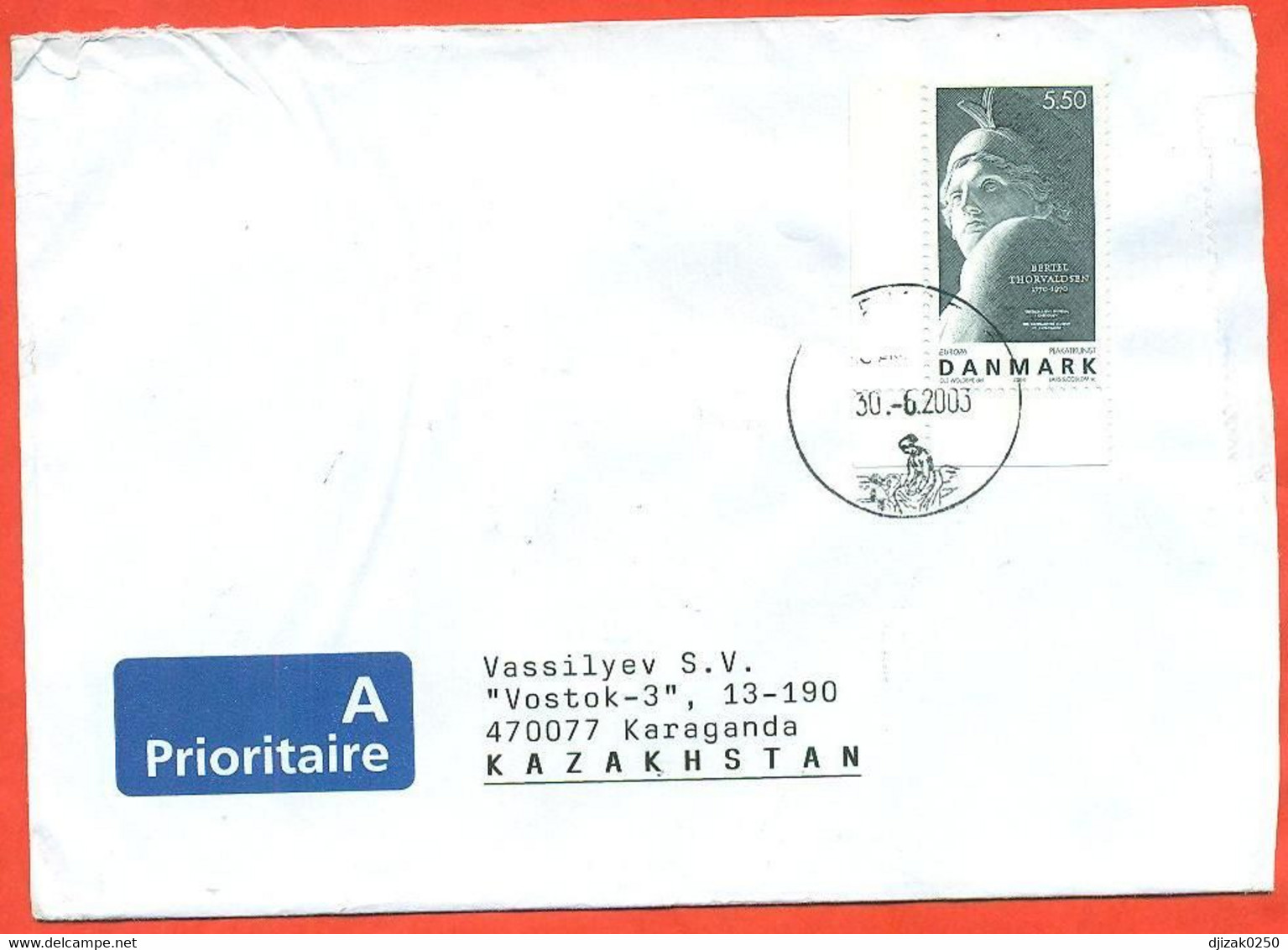 Denmark 2003. The Envelope With  Passed Through The Mail. Airmail. - Brieven En Documenten