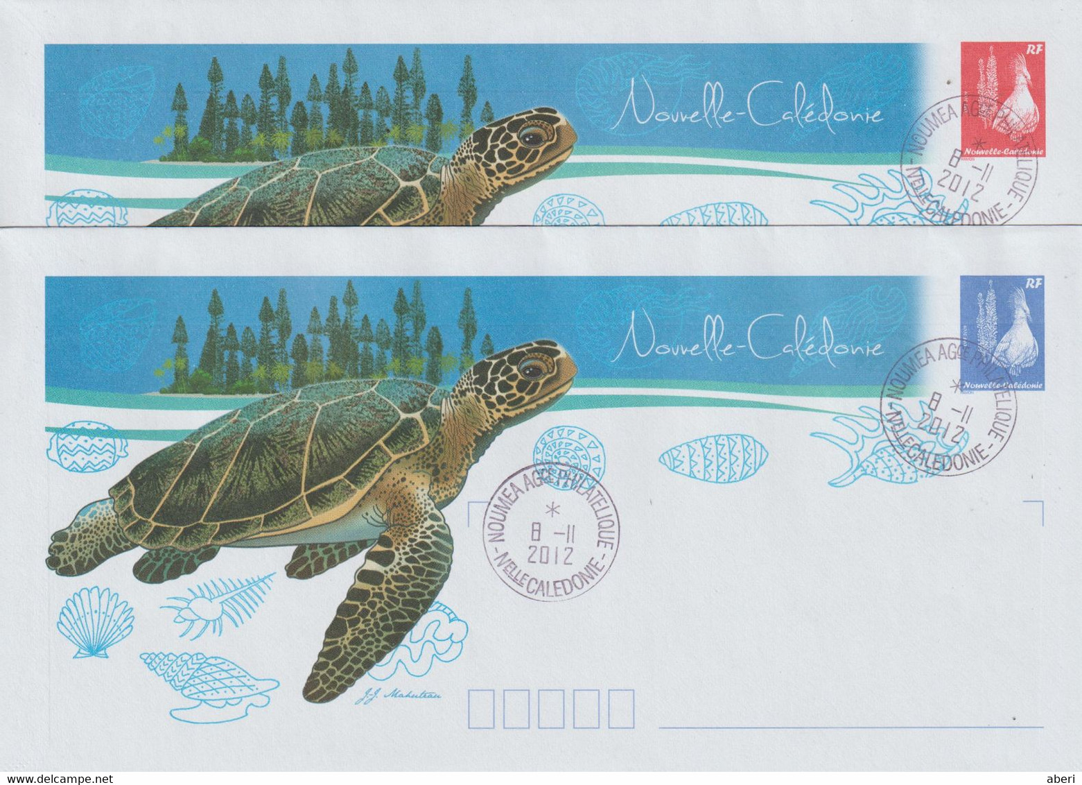 14450  PAP TORTUE - NOUMEA AGENCE PHILATELIQUE - 2012 (2 Enveloppes) - Ganzsachen