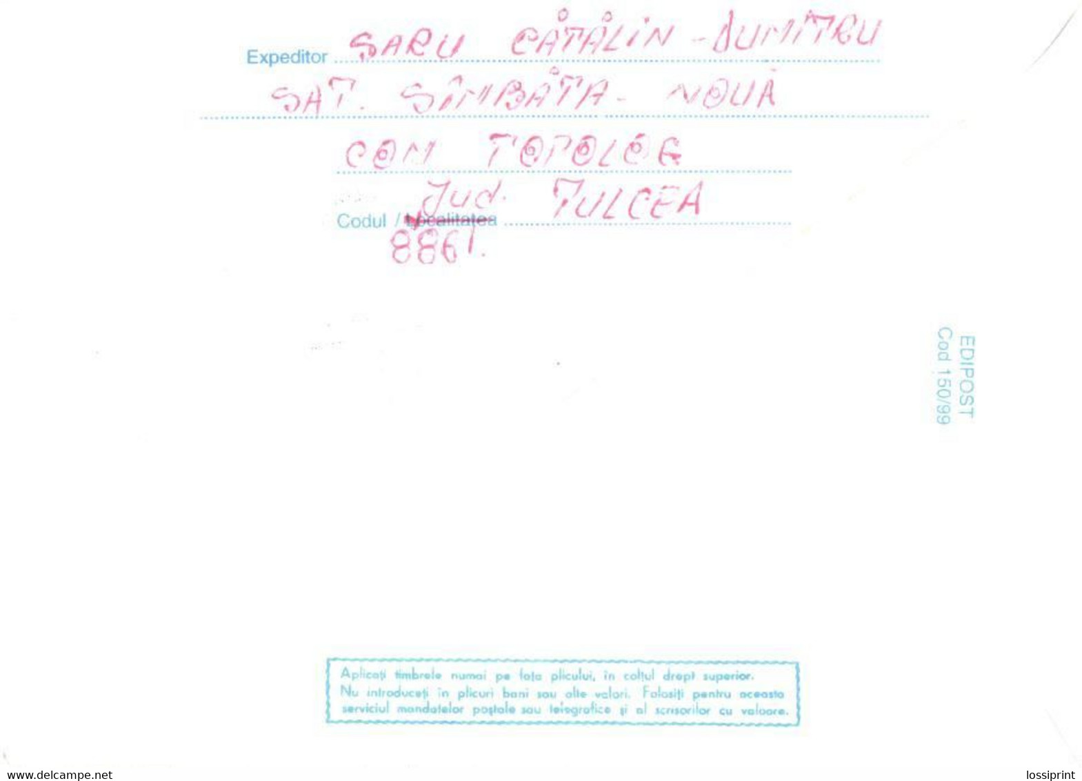 Romania:Romanian Aeroclub, Airplane ZLIN-726, 1999 - Covers & Documents