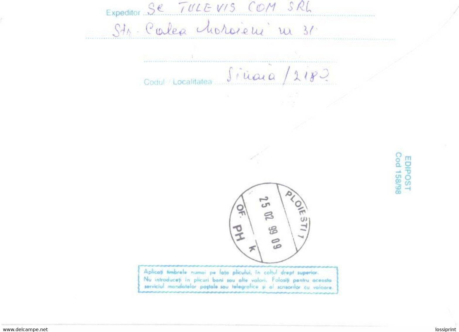 Romania:Comanesti Railway Station, 1998 - Briefe U. Dokumente