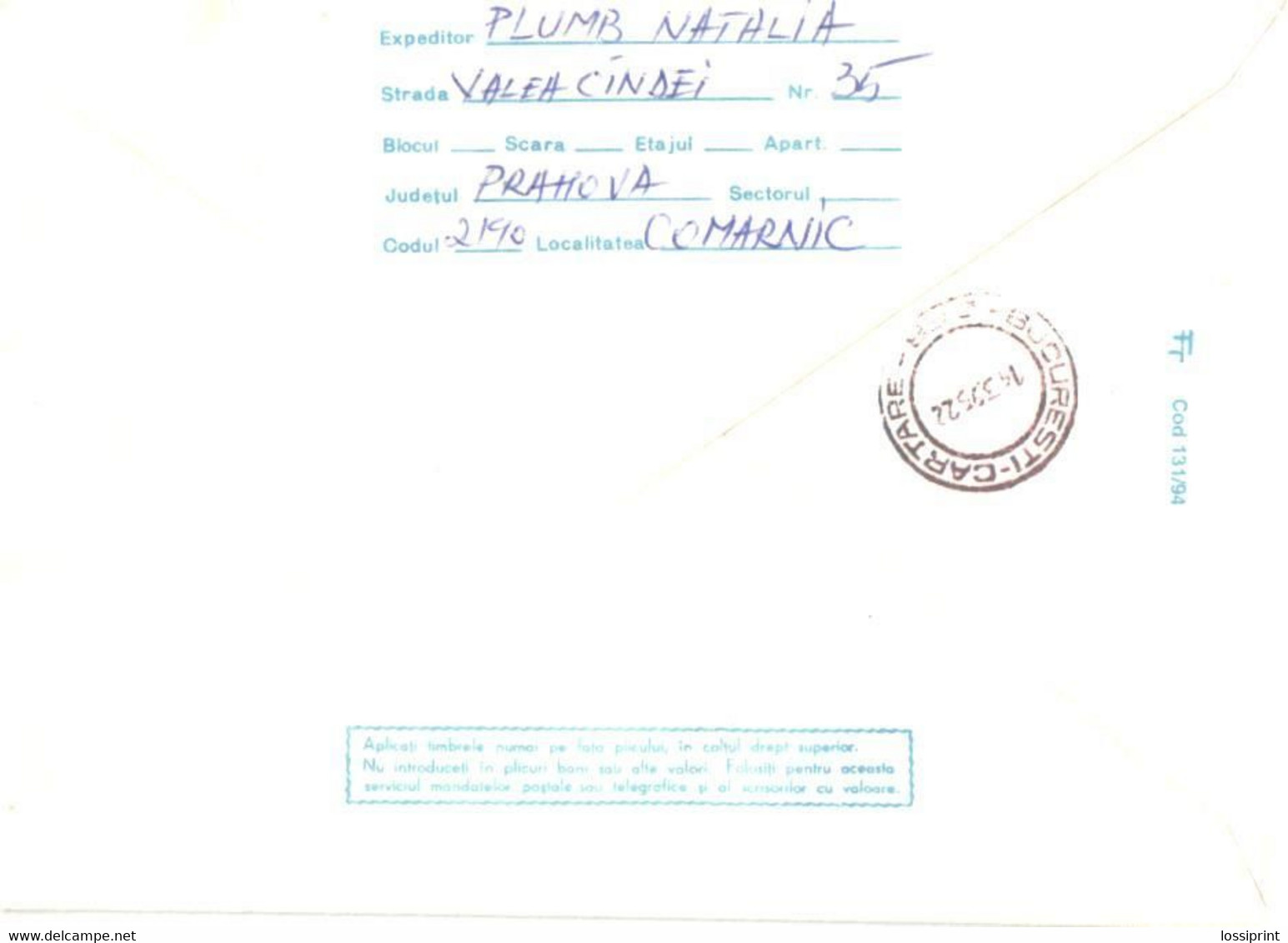 Romania:Pascani Railway Station, 1994 - Cartas & Documentos