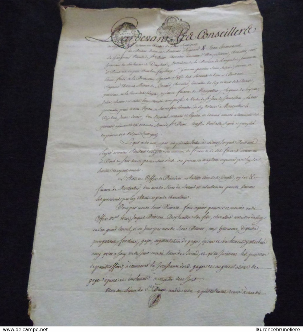 CONTRAT DE VENTE DE L'OFFICE DU PRESIDENT DE LA CHAMBRE DES COMPTES DE MONTPELLIER - PARCHEMIN  ORIGINAL  1776 - Documents Historiques