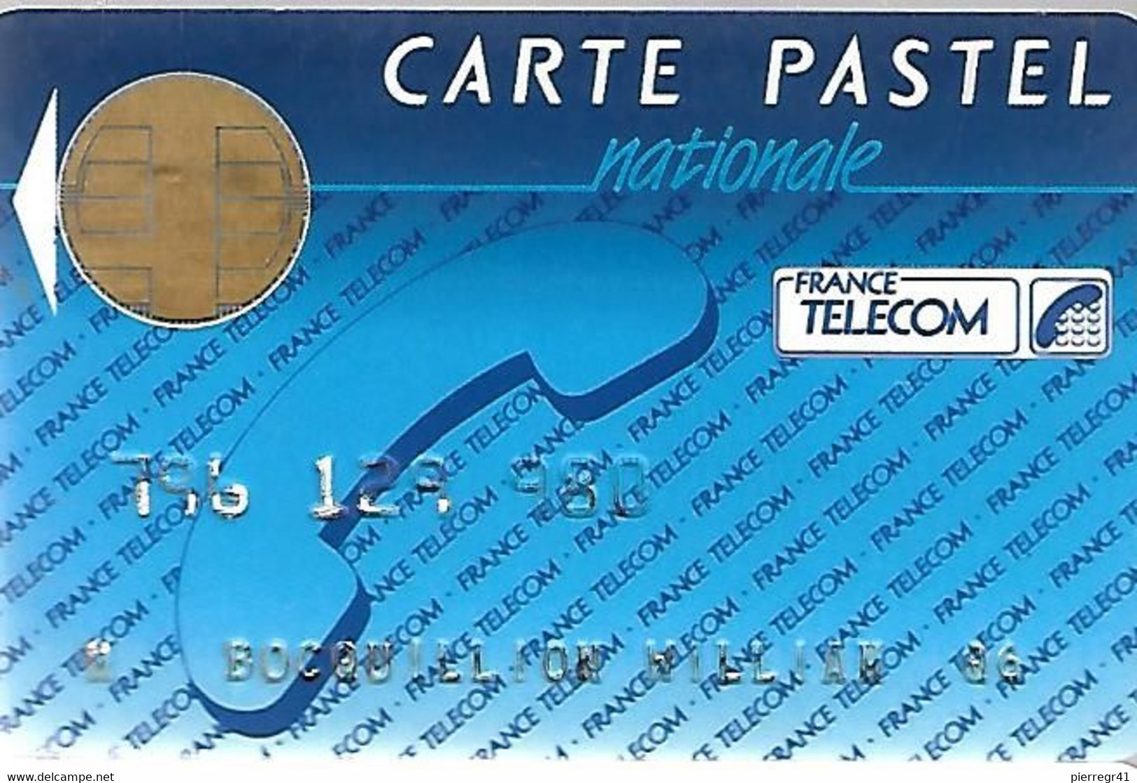 1-CARTE PUCE-BULL D-FRANCE TELECOM-PASTEL-NATIONALE- R°Bleu Outremer-TBE - Pastel Cards