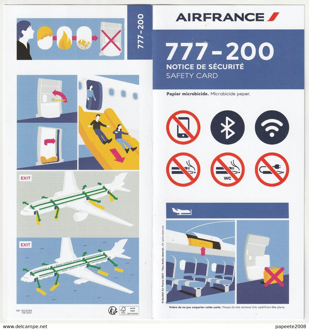 Air France/ Boeing 777-200 - 09/2021 - Consignes De Sécurité / Safety Card - Safety Cards