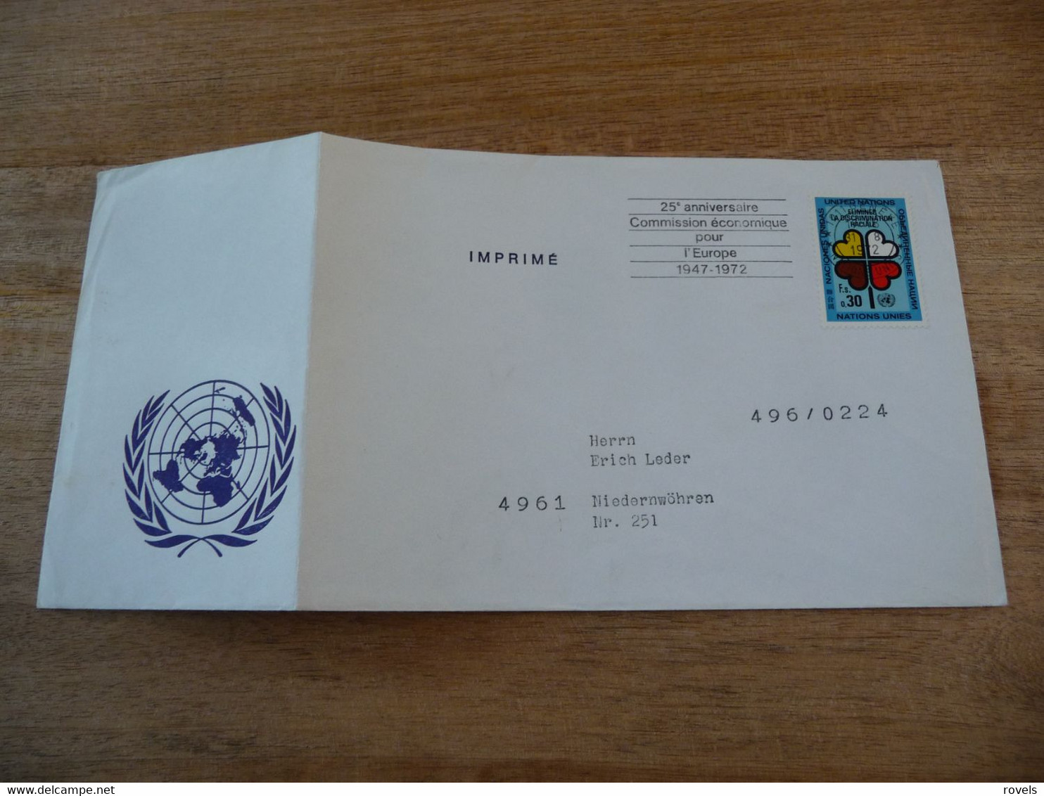 (6) UNITED NATIONS -ONU - NAZIONI UNITE - NATIONS UNIES * COVER 1972  * 25th Anniversary COMMISION ÉCONOMIQUE. - Lettres & Documents