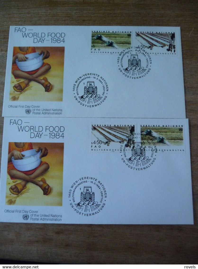 (6) UNITED NATIONS -ONU - NAZIONI UNITE - NATIONS UNIES *  2 FDC 1984  * World Food Day / Tractor - Lettres & Documents
