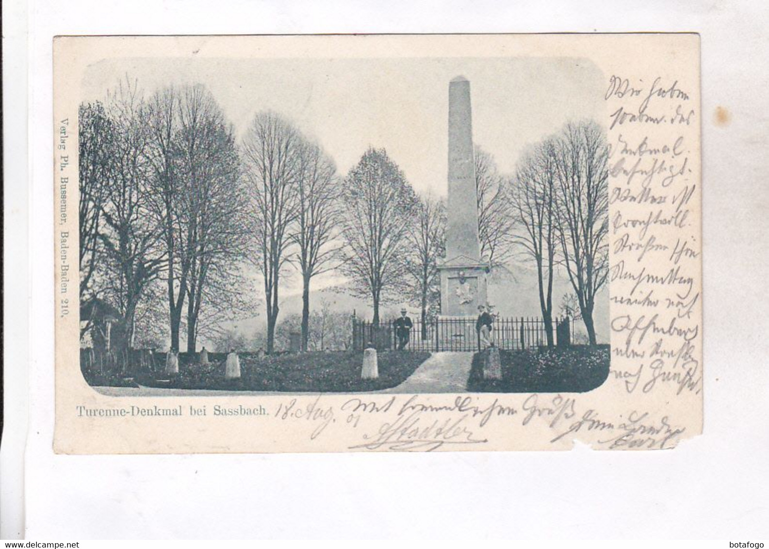 CPA  SASBACH, TURENNE DENKMAL En 1901! (voir Timbre) - Sasbach