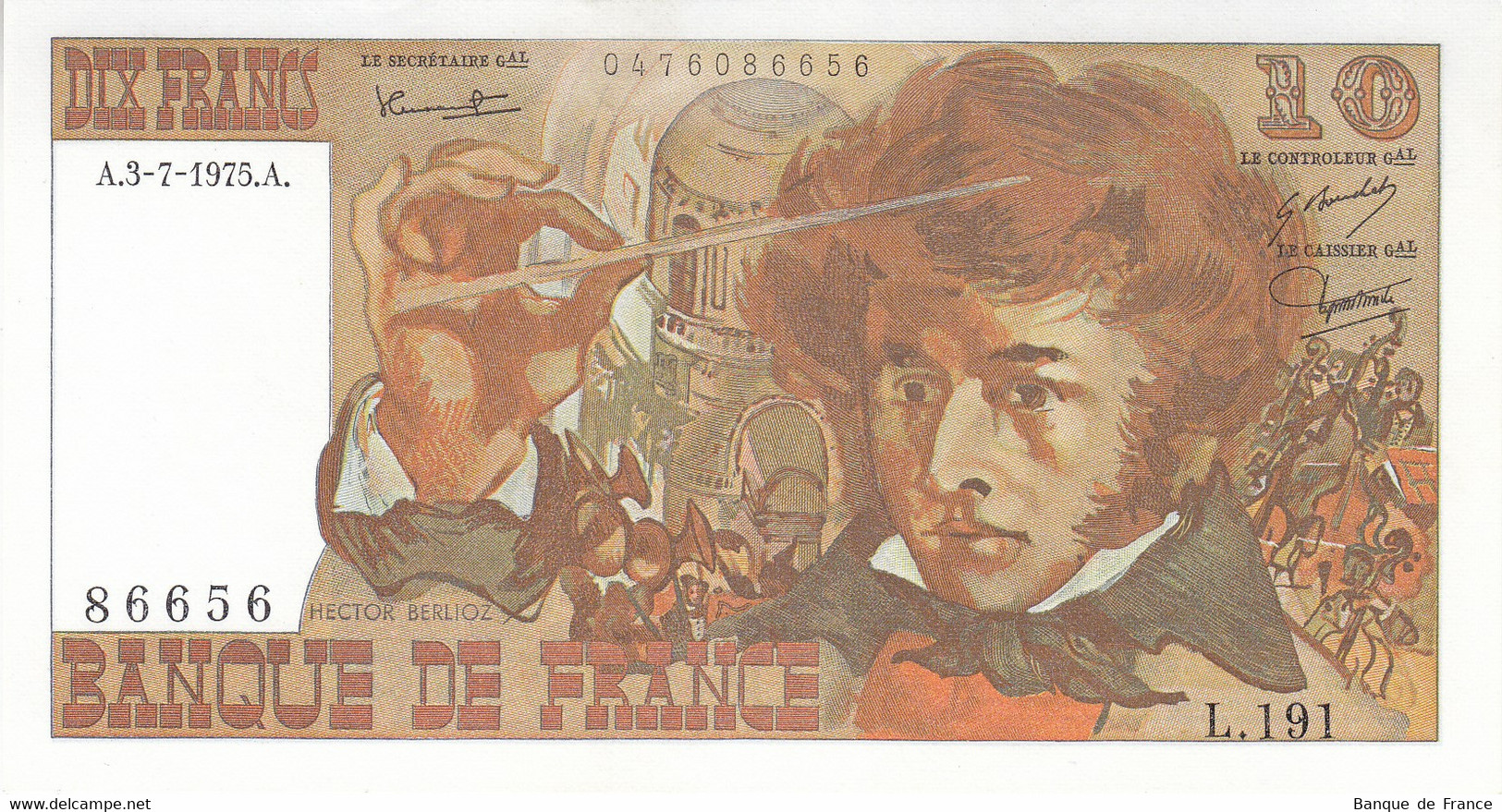 Billet 10 F Berlioz Du 3-7-1975 FAY 63.11 Alph. L.191 NEUF - 10 F 1972-1978 ''Berlioz''