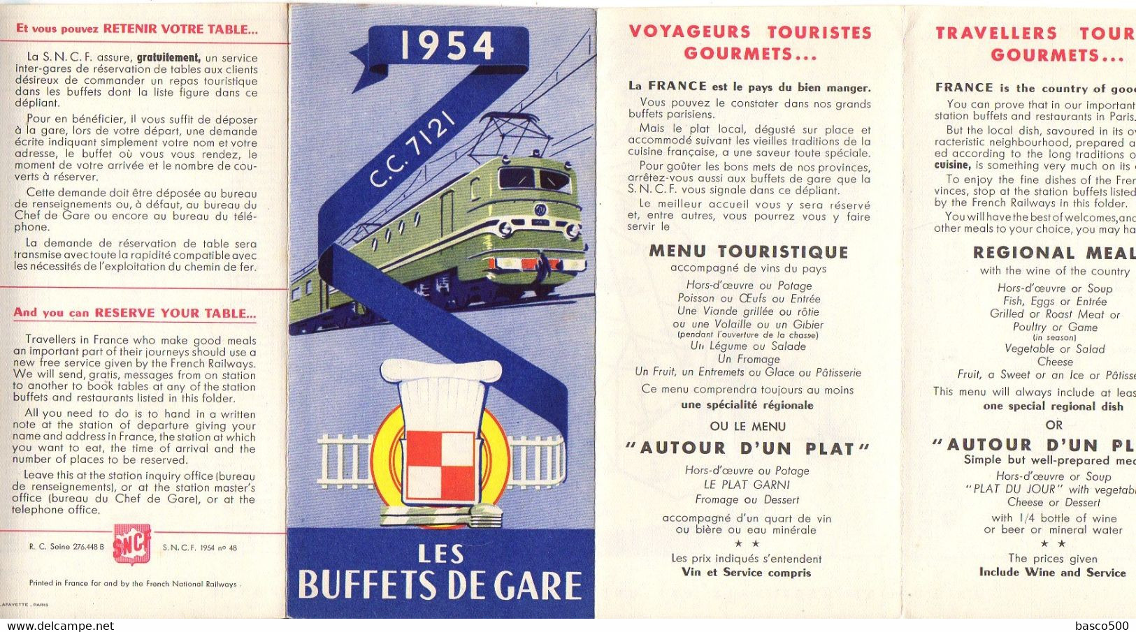 1954 SNCF Dépliant National "Les BUFFETS De GARE" - Ferrocarril