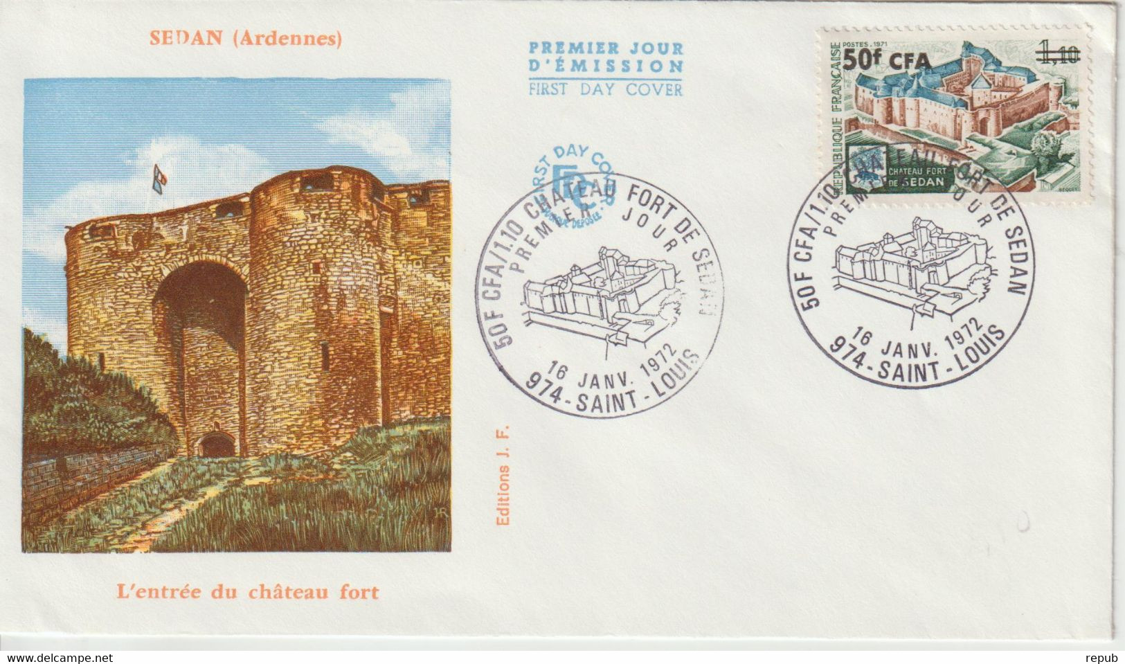 Réunion CFA 1972 FDC Sedan 406 - Covers & Documents