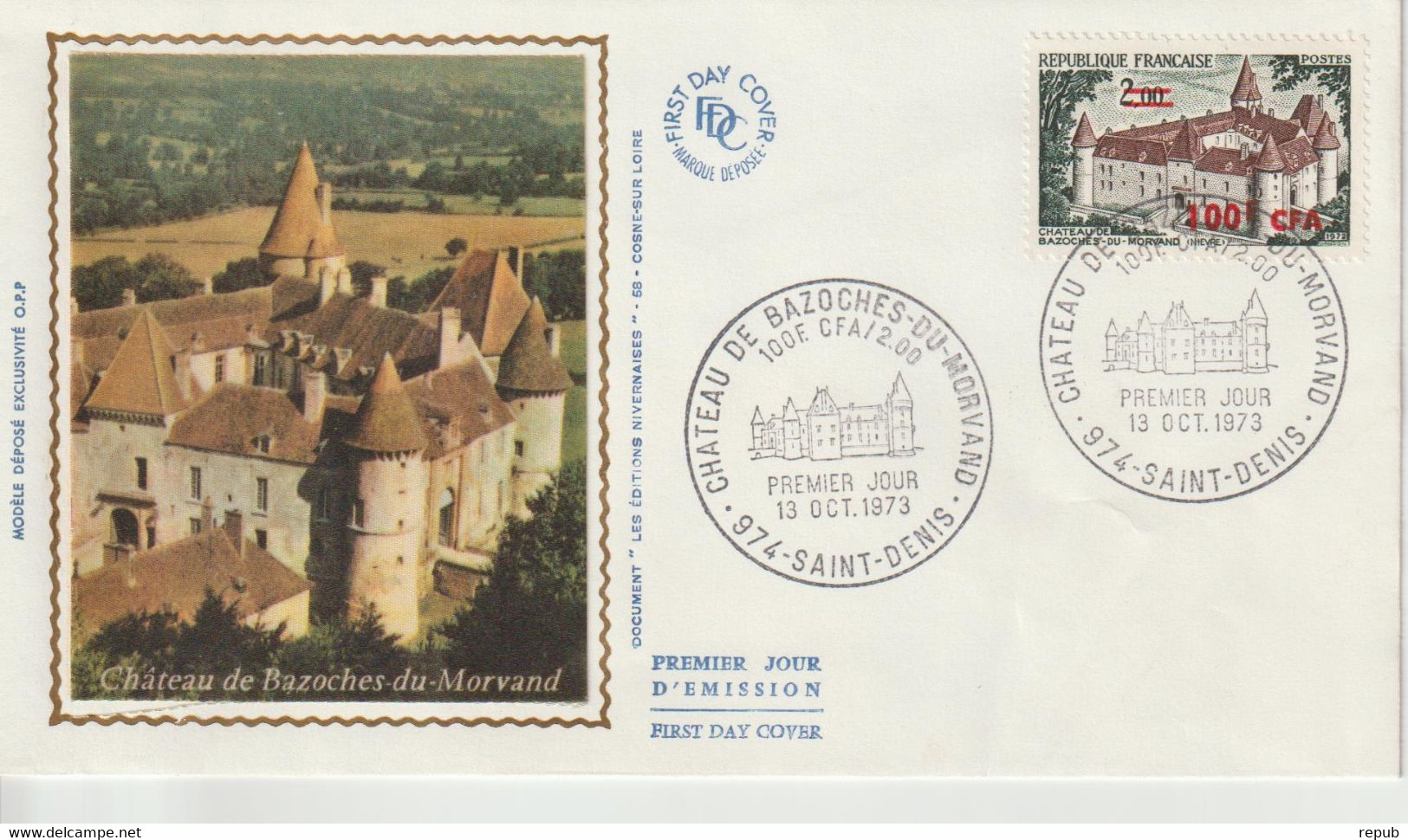 Réunion CFA 1973 FDC Chateau De Bazoches 417 - Covers & Documents